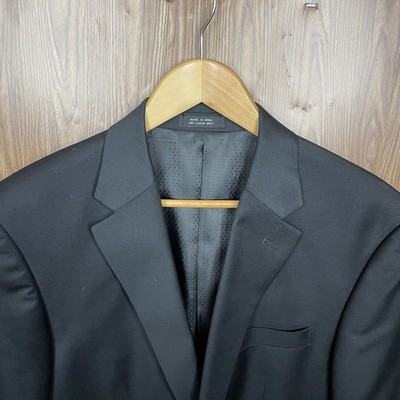 Alfani Sport Coat Mens 40R Black Solid Wool Cashmere Double Vented Two Buttons