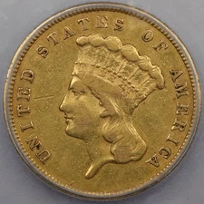 1859 $3 Three Dollar Gold - ICG EF 40