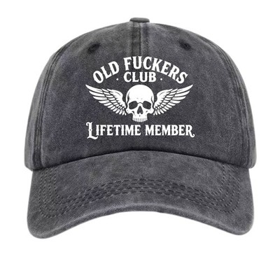 Old F*ckers Club Vintage Washed Dad Hat-Unisex Soft Washed Cotton Skull Dad Hat