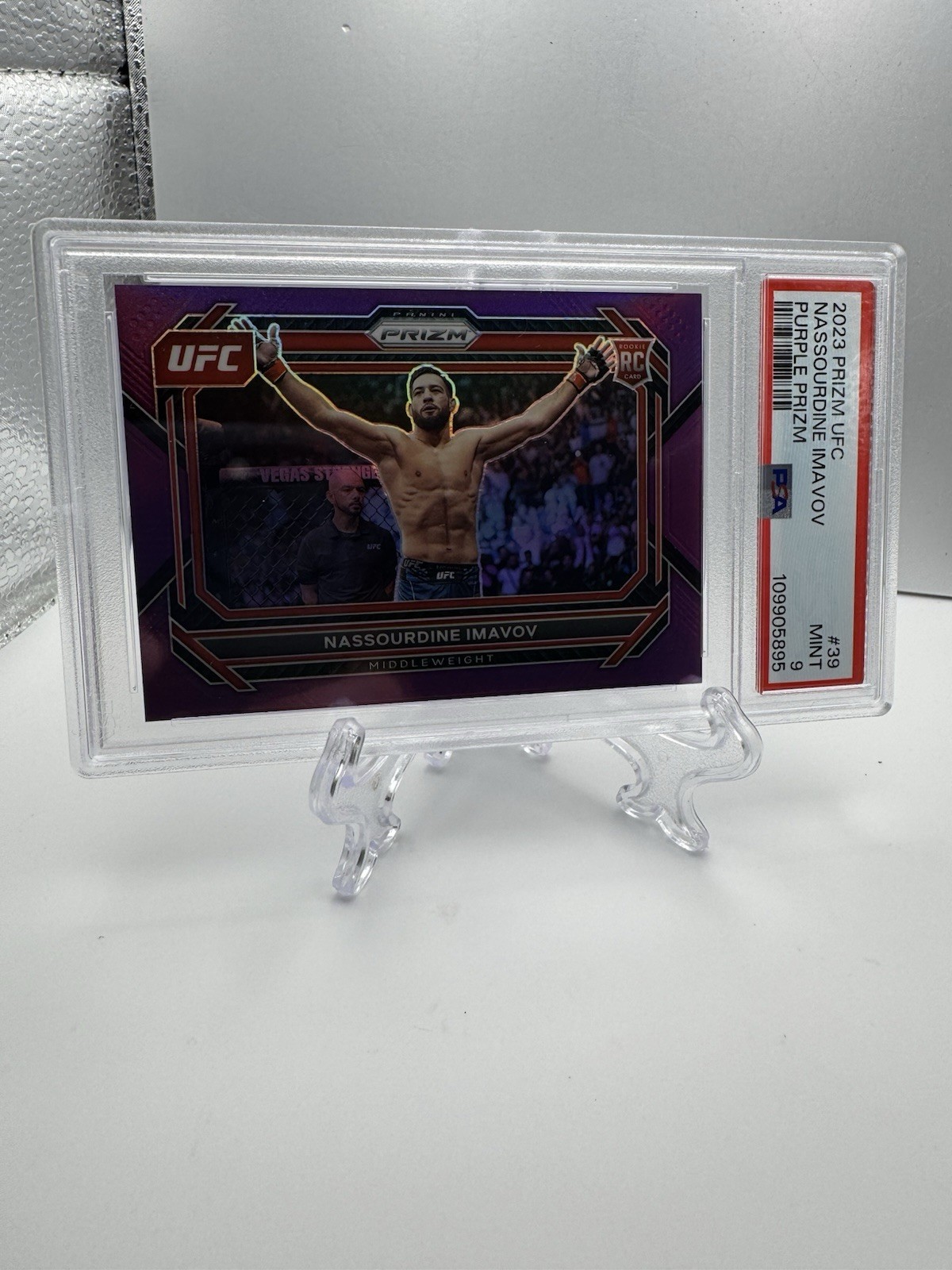 2023 Panini Prizm UFC - Nassourdine Imavov #39 Purple Prizm /149 (RC) PSA 9