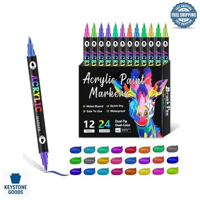 24-Color Acrylic Paint Markers Set for Art & Crafts - Waterproof & Multi-Surface