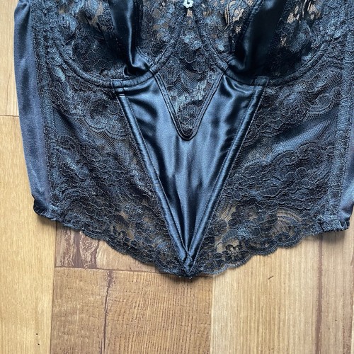 Vintage Christian Dior Black Satin & Lace Corset Bustier Size 36B Underwire - Picture 11 of 21