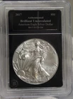2017 US Silver Eagle $1 Gem Unc Black Bradford Slab