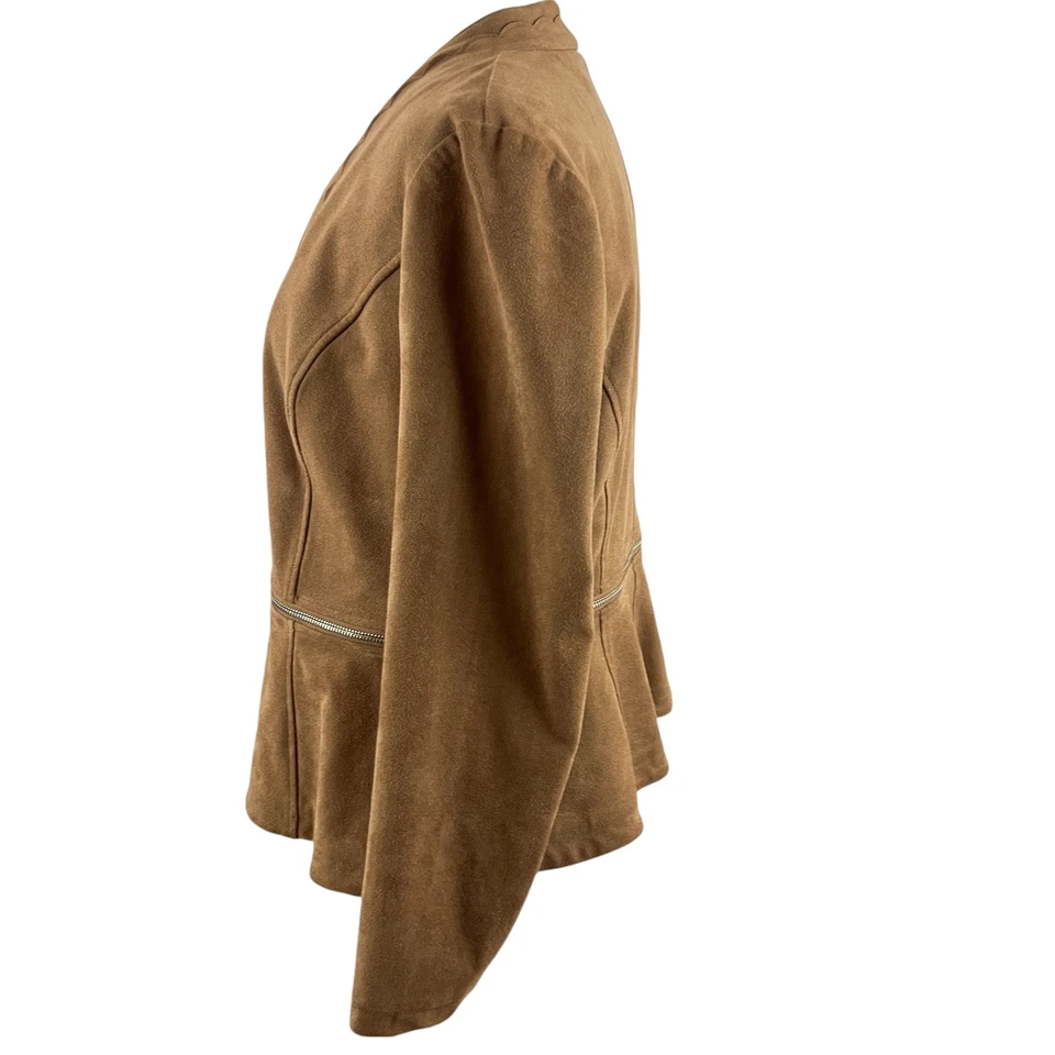 Chaqueta Chico's Convertible Marrón Gamuza Peplum Talla 1 Foto 4 de 4