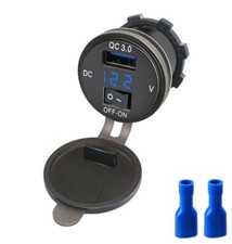 12V/24V QC3.0 USB Fast Charger Socket Outlet On&Off Switch For Car Motorcycle +