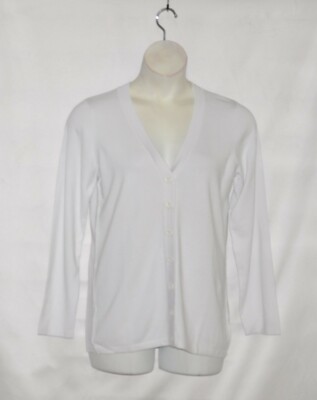 Linea by Louis Dell'Olio Whisper Knit V-Neck Cardigan Size S White