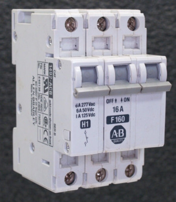 Allen Bradley  3 pole 16 Amp DIN Circuit Breaker 1492-ACB F160  1492-CB2 F160
