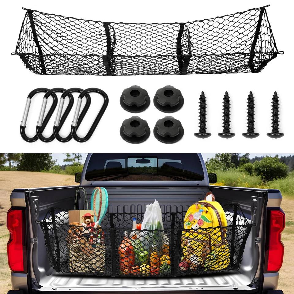 Red de carga expandible de 3 bolsillos organizadora de malla de almacenamiento para Dodge Caravan Journey Foto 2 de 4