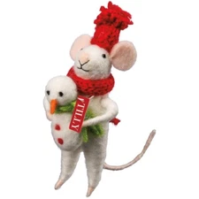 Primitives by Kathy ... Felt Mouse TILLY Christmas Holiday Snowman Ornament
