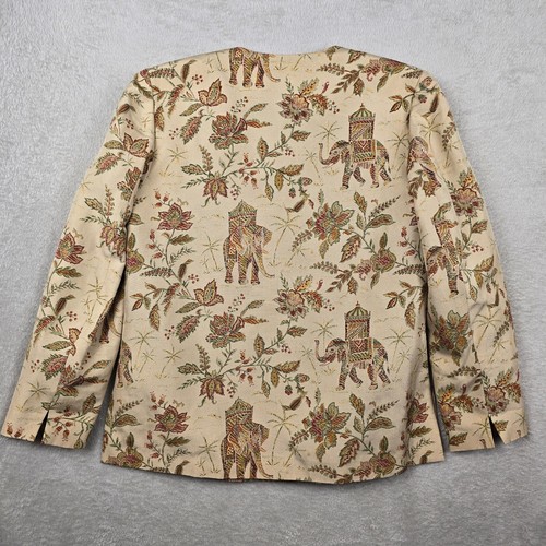 Talbots Jacket Pure Silk Women Size 8 Petite Asian Elephant Corpcore Grandmacore - Picture 8 of 12