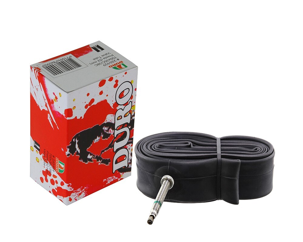 Duro 2 Camere D'Aria Per Bici 700x35c/38c/43c &ndash; Valvola Presta 48mm &ndash; Gomma Nera