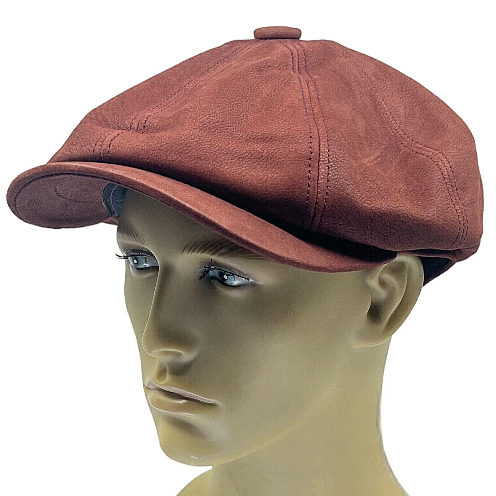 Peaky Blinders Hat 100% Leather Cap Newsboy Gatsby Flat Baker Boy Vintage Maroon
