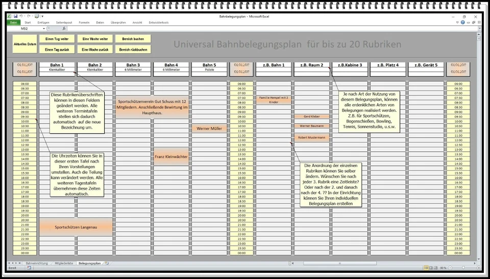 Belegungssoftware Belegungskalender Belegungsplan Sonnenstudio Fitnesscenter usw