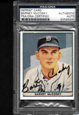 Barney McCosky 1941 Play Ball Reprint Baseball Card #36 Tigers PSA/DNA Auto