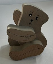 Hand Carved Wooden Teddy Bear with Movable Arms  Legs