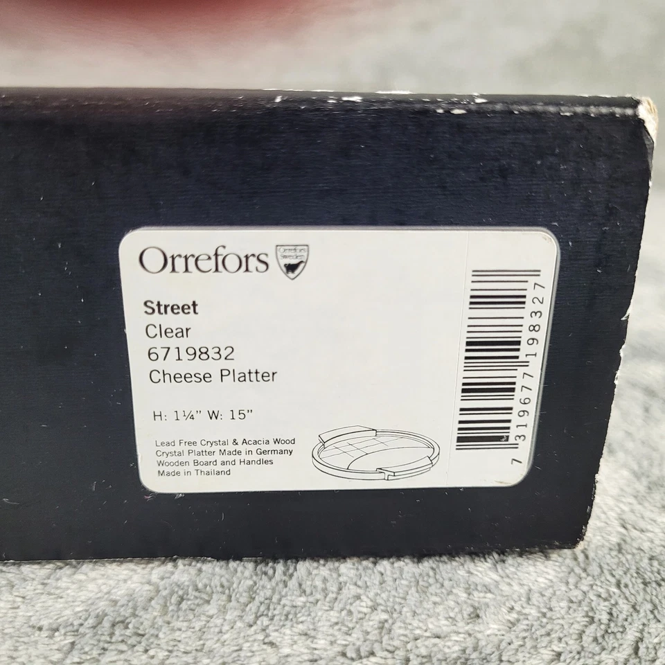 Plato de queso Orrefors Street Serveware cristal y madera elegante Kosta Suecia Foto 3 de 4
