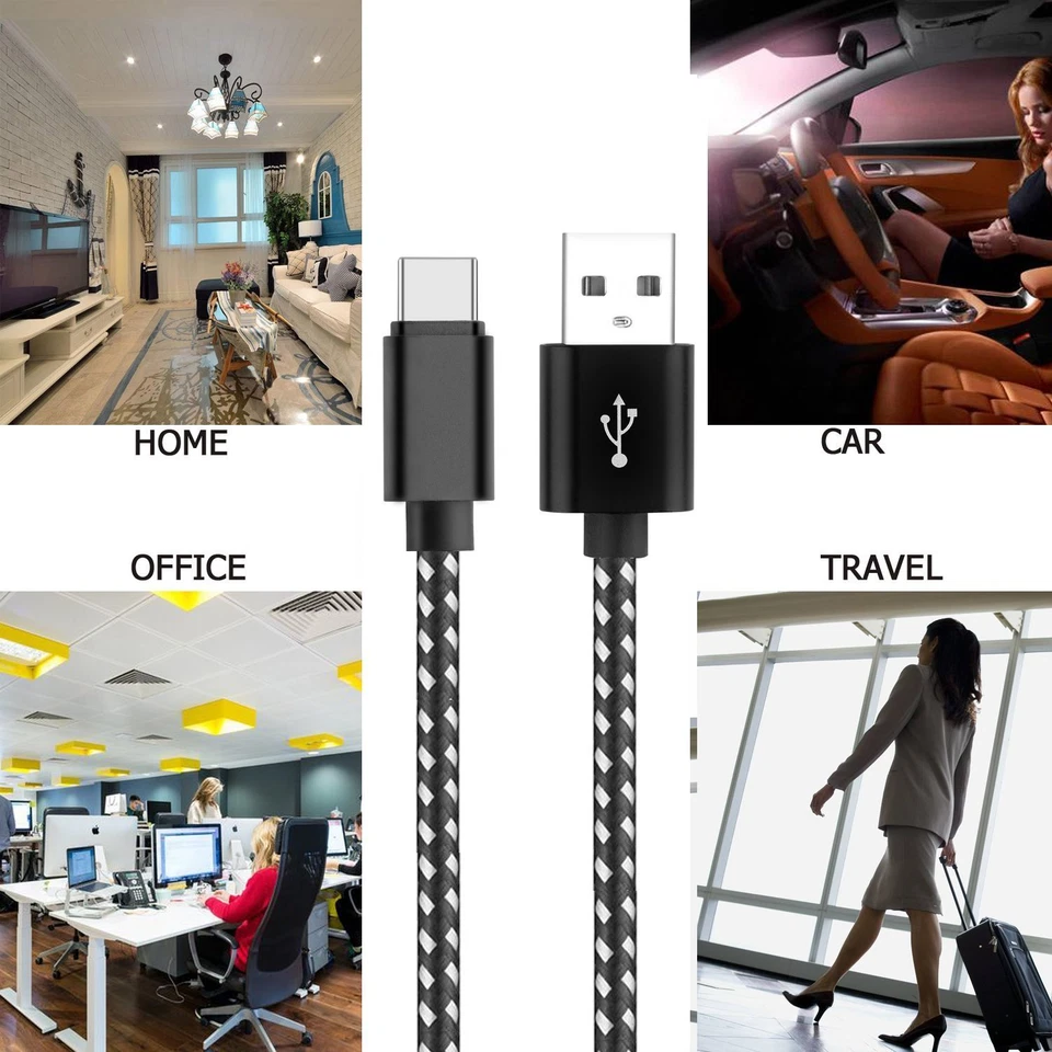 5-Pack USB-C Type-C to USB A charger, nylon braided fast charging for Samsung - Image 4 of 4