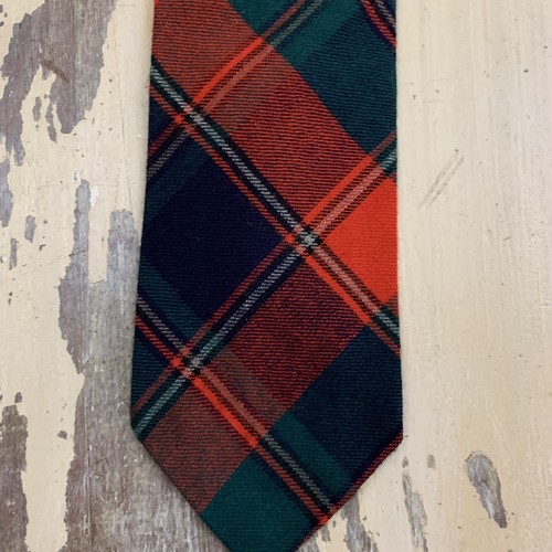 VIYELLA by GANT - Vtg Navy Blue, Red, Green Plaid Wool/Cotton 3” Wide Neck Tie - Picture 5 of 10