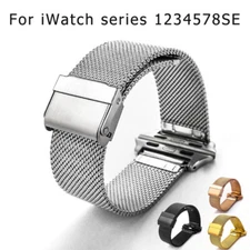 Steel Mesh Band for Apple Watch Series 8 7 41 45 42 44 38 40mm Metal Watch Strap