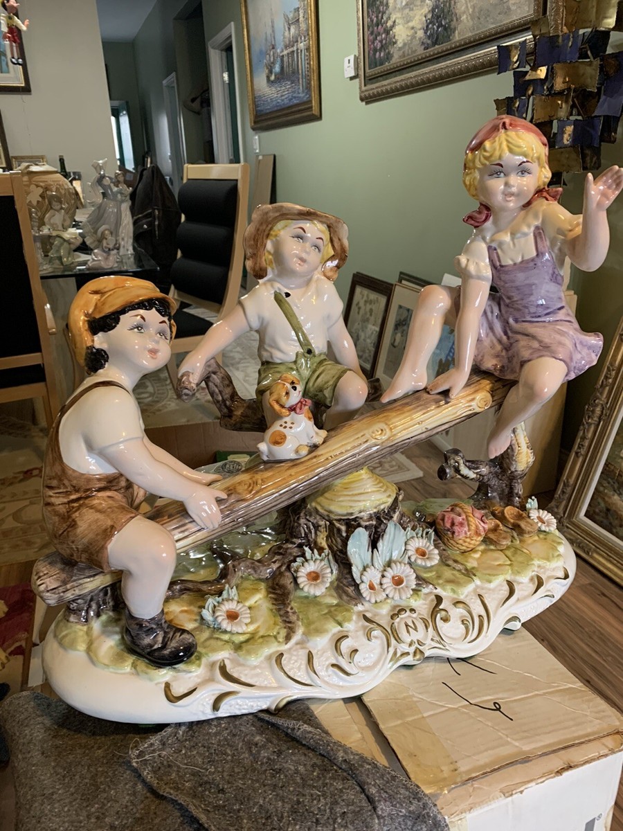 Capodimonte CHILDREN ON THE SEE-SAW Porcelain Figurine Made