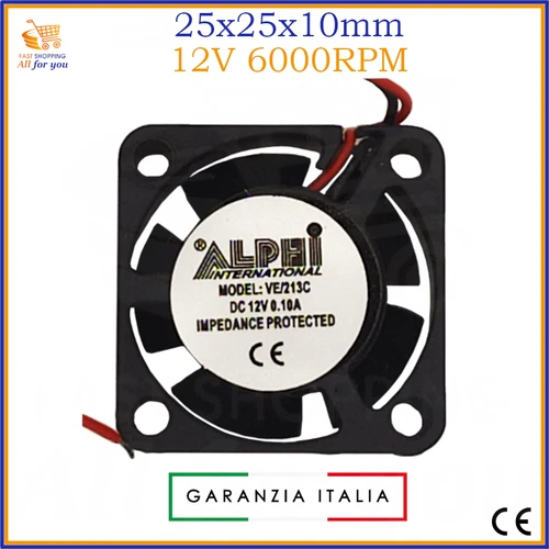 Ventola di raffreddamento 12V volt 25x25 pc 25mm assiale mini ventole 2 pin fili