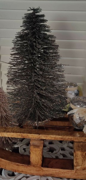 TannenbäUmchen Deko Weihnachtsdeko Glitzer Tannenbaum Grau 30 X 17 Cm-image