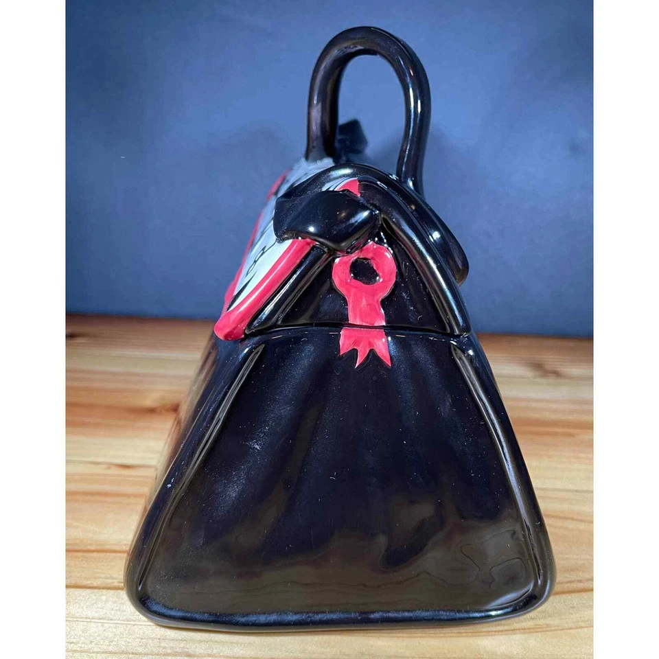 Cartera de cerámica internacional certificada tarro de galletas por Kimmy Han negro rojo blanco Foto 3 de 4