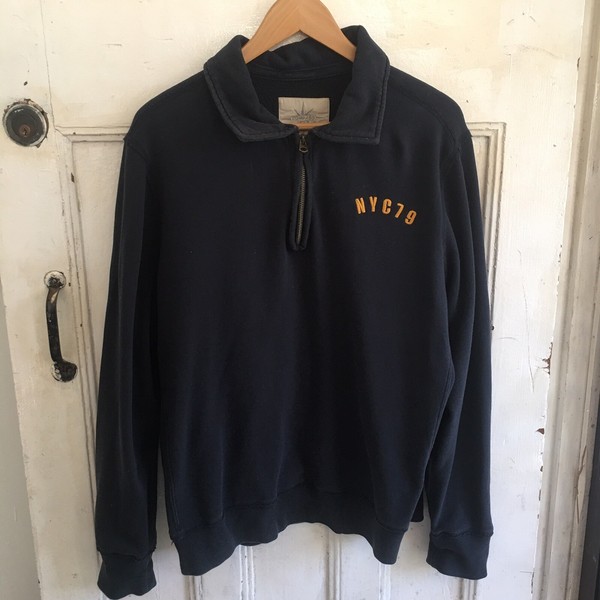 Compass Zip Up Jumper Size L Womens Navy Fleece Top 1/4 Zip Sweater Pullover