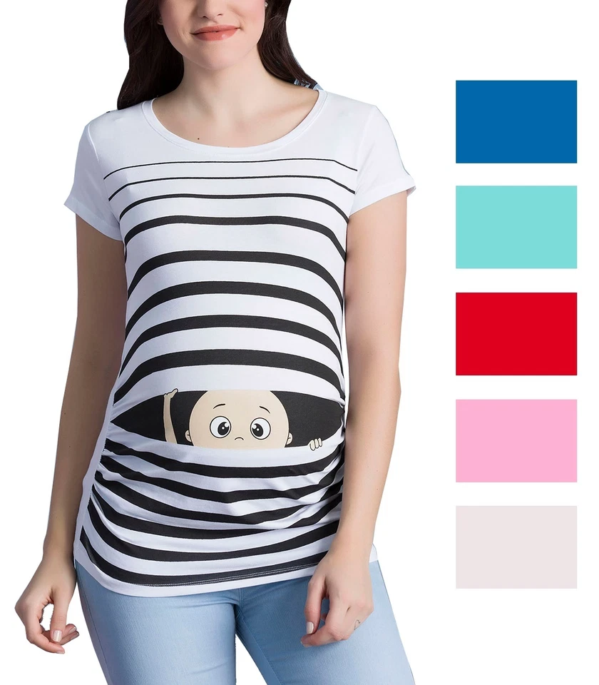 Lustige Umstandsmode T-Shirt Motiv| Schwangerschaftsmode Geschenk | Peek a Boo - Bild 1 von 1