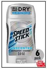 6-Pack Speed Stick Power Antiperspirant Deodorant for Men, Unscented - 3 Ounce