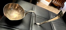 Vintage  Curved Bent Handle Serving Spoon NOT MARKED b/