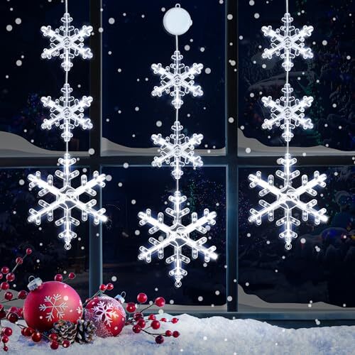 [Timer] Christmas Window Decorations, 3 Pack Snowflake Christmas Window Lights eBay