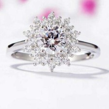 2,45 Kt Rund Brillant Diamant Cluster Verlobungsring Weißgold Finish Damen Ring