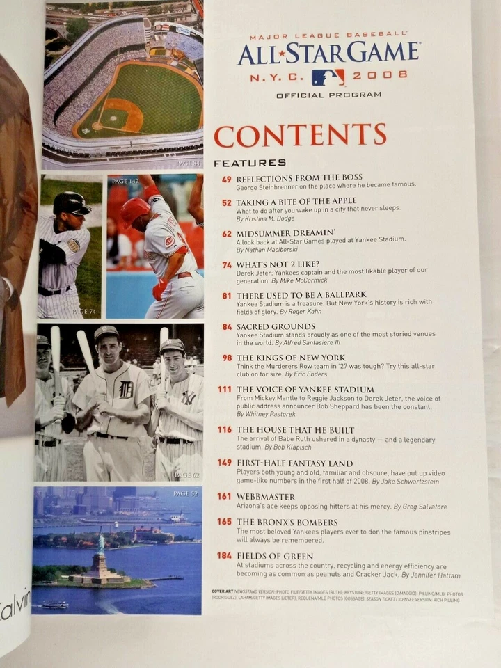 MLB 2008 All Star Game Yankee Stadium New York City All Star Game Program - Image 2 of 4