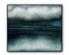 Original Acrylic Landscape Painting  12x14" Cloudy Day Wall Art