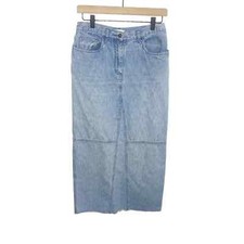 Vintage denim maxi skirt back slit size 4 lightwash 80s 90s