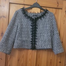 Channel Style Waist Length Evening Jacket Lovely Feather Detailing