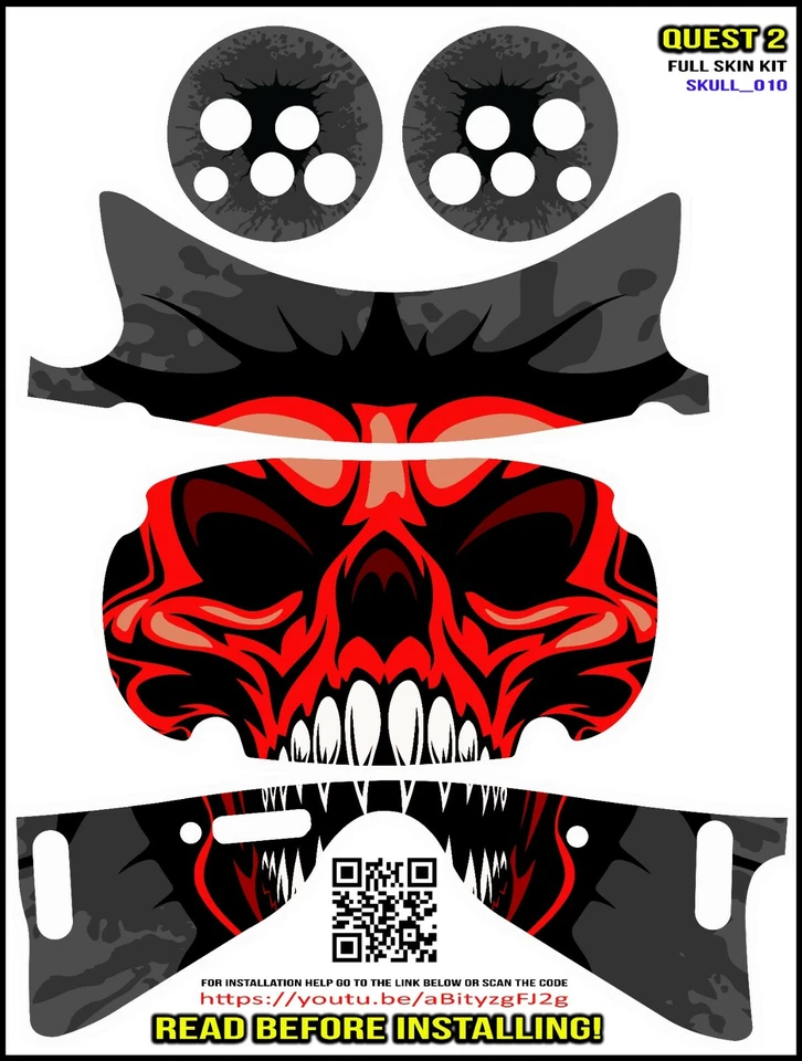 GAMERWRAPS Skull010 full wrap Skin kit that fits the Oculus Quest 2 with controller skins