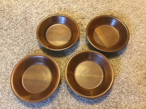 Vermillion Echt Walnuss Holz Schüssel Holz Salat Einzelschalen 7" - 4er Set
