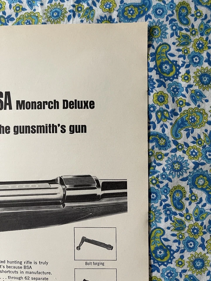 Vintage 1967 BSA Monarch Deluxe Hunting Rifle Print Ad Galef - Image 3 of 4
