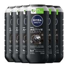 NIVEA MEN Pflegedusche Active Clean Duschgel Aktivkohle 3in1 Haut Haar 6 x 250ml