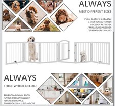 White Metal Foldable 6-Panel Dog Gate Indoor Fence Play Pen 119.6in x30.7in