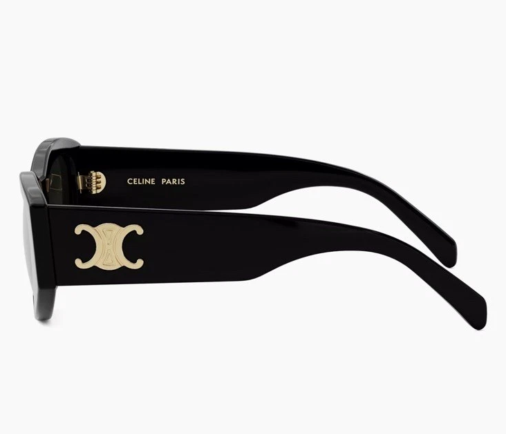 Celine CL40308U 01A Triomphe Women Sunglasses Black Gold Grey Lens