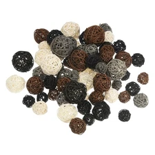 72 Pcs Wicker Rattan Balls White/Black/Brown/Gray 4 Size