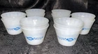 Vintage Dynaware Termocrisa Cups Ramekin Milk White Glass Blue Floral Set of 12