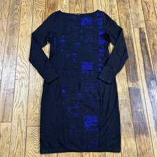 Elie Tahari For DesignNation Black Purple Geometric Print Knit Sweater Dress S
