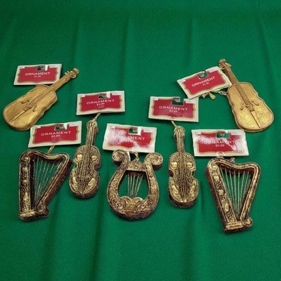 Vtg Target 2003 Christmas Ornaments Musical Instrument Antique Gold Lot of 7 NWT