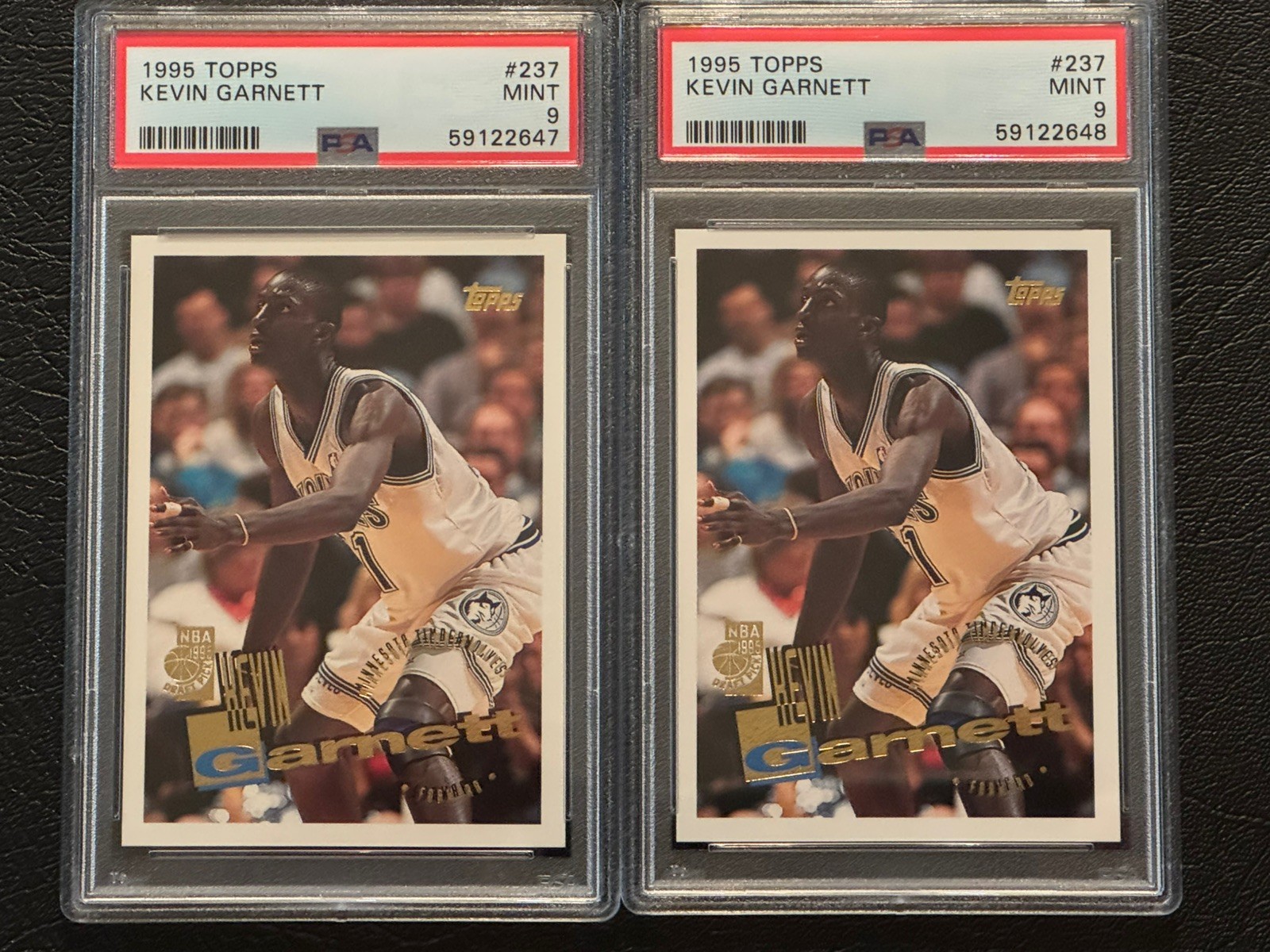 (1)  1995-96 Topps #237 Kevin Garnett Rookie RC HOF PSA 9