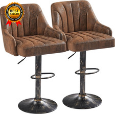 Bar Stools Set of 2, Adjustable Counter Height Barstools with Back and Arm, Swiv