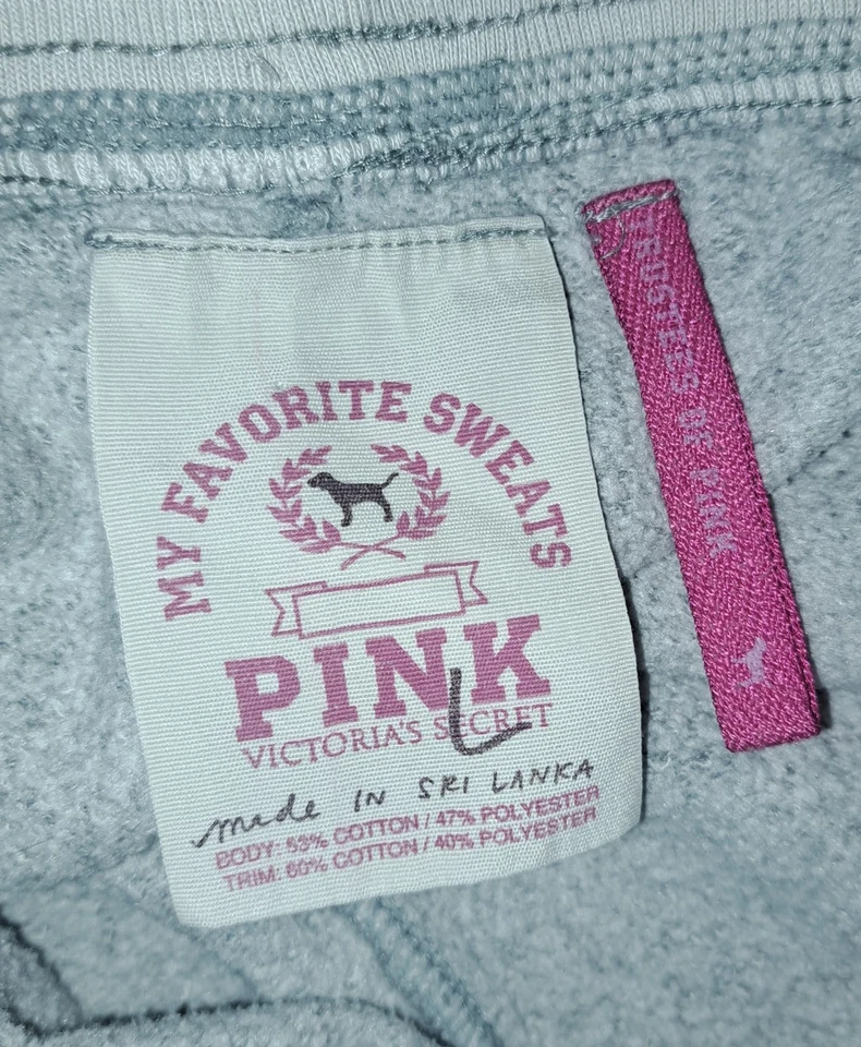 Pantalones Cortos ROSA Victoria's Secret de Colección Mis Sudaderas Favoritas Grandes Rayas Grises 86 Foto 3 de 4